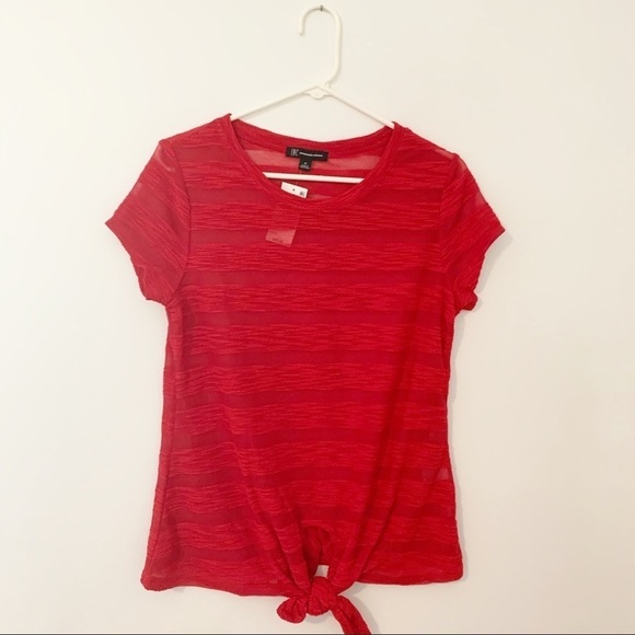 New INC brilliant red short sleeved top medium - Picture 1 of 6